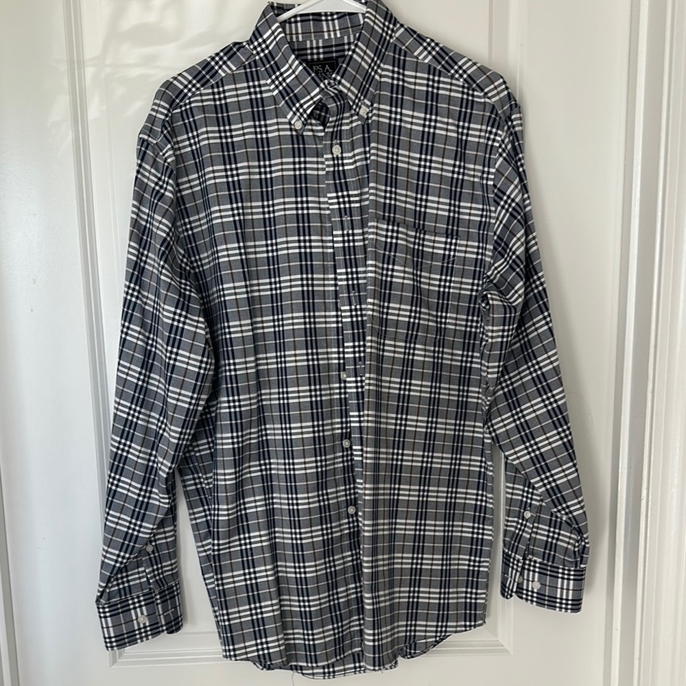 Men's Black and White Plaid Shirt